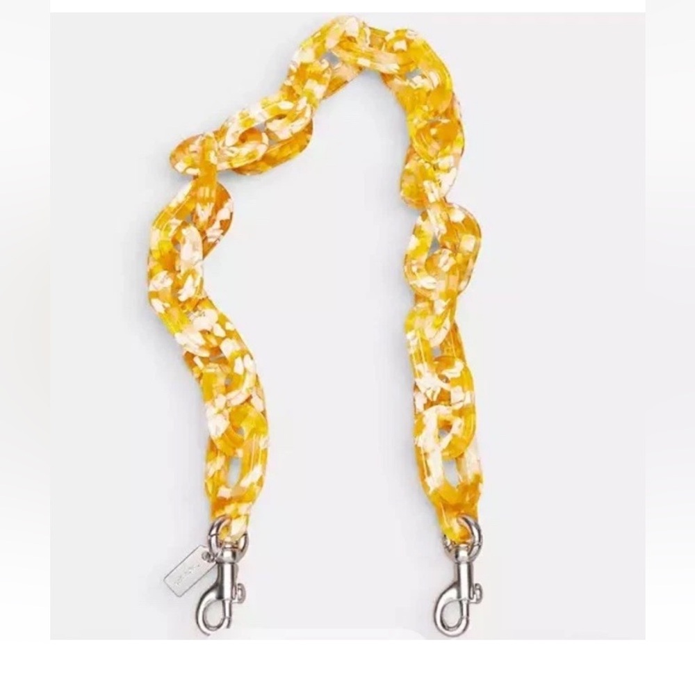 Coachtopia Short Chain Strap In Colour Yellow Multi new with tag